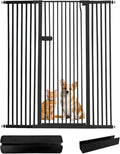 Lumizone Extra Tall Cat Gate 55.12" High Pressure Mounted Extra Wide 2025 New (17 Sizes) 1.37" Gap No Drilling Auto-Close One-Handed Operation Tall Pet Gate for Dogs(Black, 55.12" H x 50.98"-55.11" W)