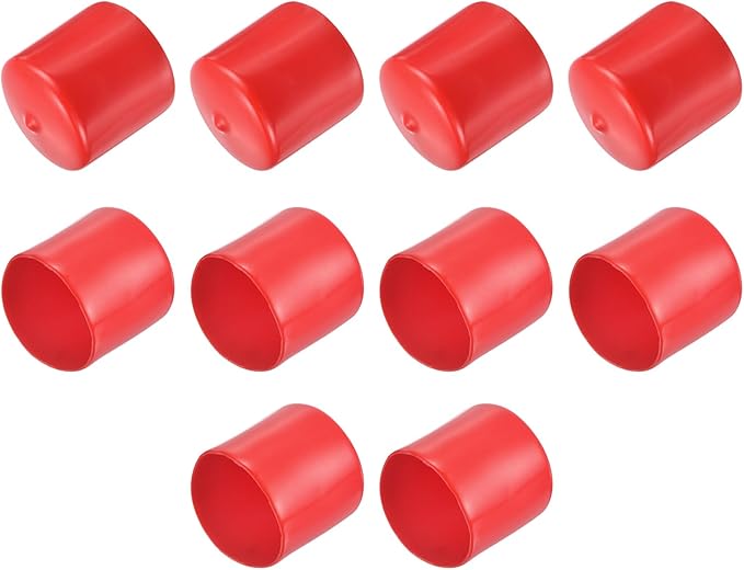 uxcell 10pcs Rubber End Caps 43mm ID Vinyl Round End Cap Cover Screw Thread Protector Red