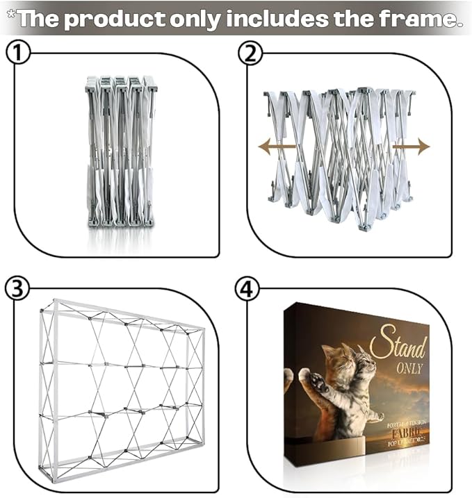 7.5x7.5 FT Tension Fabric Pop Up Display Stand - Portable Aluminum Double-Sided Trade Show Backdrop for Weddings & Events, Lightweight - Stand Only
