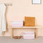 Large Storage Baskets for Shelves, Closet Organizers Bins for Clothes Blanket Towels, Baby Nursery, Toy Baskets Box, Woven Rope Baskets, 17 x 13 x 7.5”, 3 Packs Woven Pink