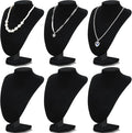 6 Pcs Necklace Display Stand Necklace Holder Jewelry Bust Display Stands for Selling Home Store Trade Shows Photography Props Retail(Black,Velvet)