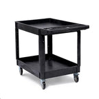2-Shelf Heavy Duty PP Service Cart with 360° Swivel Wheels, 550LBS Load Capacity, Large Shelf, Storage Handle, Rolling Utility Cart for Warehouse, Garage, Cleaning, Medium Size