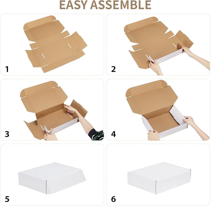 RLAVBL 100 Pack 7x5x1 Small Shipping Boxes, White Corrugated Cardboard Mailer Box for Packing Mailing Small Business
