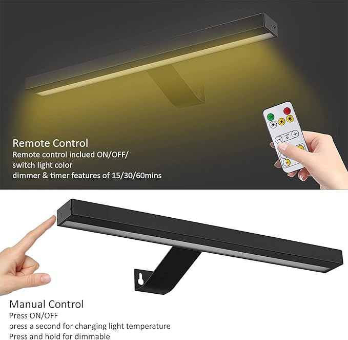 MIOBLUE Wireless Picture Lights,Rechargeable Battery Art Display Light with Remote Control, Dimmable/Timer Off Dartboard Light 16 Inch Full Metal Accent Lamp with 40LEDs for Paintings,Picture,Frame
