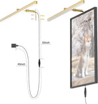 24" Plug in Picture Light for Paintings with Remote Control, 9W LED Art Display Lighting for Gallery, Dartboard, Artwork, Gold Finish Wall Mounted Picture Frame Light