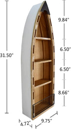 Morning View Wood Boat Shelf Decor Wall Hanging Nautical Beach Theme Display Boat with 3 Shelves Standing Boat Shelf Wooden Boat Shelf Nautical Home Decor 31.5 Inch