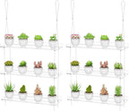 Clear Hanging Window Plant Shelves,2-Pack 3-Tier,Indoor Windows Wall Hanging Plant Stand Flower Display,Flower Pot Organizer Storage for Window Grow Herbs,Microgreens,Succulents,Flower,16-Inch