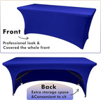 Nasitos 2 Pack Royal Blue 4 ft Table Cloth Fitted-Open Back Spandex Table Covers for Folding Tables, Washable Fabric and Wrinkle Resistant Stretch Table Cover for Trade Show, Parties, Events