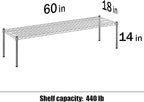 18" Deep x 60" Wide x 14" Height Wire Shelving Kit | 1-Tier | NSF Commercial Storage Rack Unit
