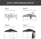 Best Choice Products 10x10ft Easy Pop Up Canopy w/Side Wall, 10 Pockets, Portable Carrying Case, 1-Button Setup, 4 Weight Bags - Gray