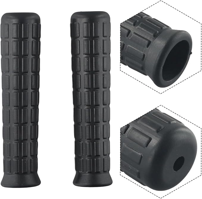 2Pcs Wheelbarrow Rubber Handles Replacement, Anti-slip Handle Grip Covers Weatherproof Handles Non-Slip Round Tubes for Garden Carts(114x20mm Black)