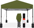 Best Choice Products 10x10ft 1-Person Setup Pop Up Canopy Tent Instant Portable Shelter w/ 1-Button Push, Case, 4 Weight Bags - Olive Green
