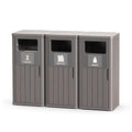 Outdoor Three Barrel Trash Can,Waterproof Resin Garbage Can with Garbage Labels,Durable Waste Bin for Porch, Backyard,Kitchen,for 30 to 39 Gallon Trash Bags
