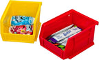 Akro-Mils 30210 AkroBins Plastic Storage Bins, Space-Saving Stackable Bins for Garage, Pantry, Craft Organization, 5-" x 4-" x 3-", Red, 24-Pack