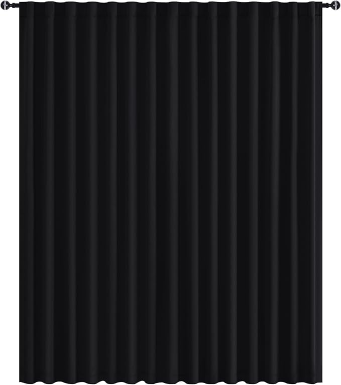 Hiasan Privacy Room Divider Patio Sliding Door Curtain Extra Wide Blackout Thermal Insulated Curtains with Back Tab & Rod Pocket for Bedroom Partition Living Room (120 x 96 Inches, Black)