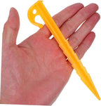 Kisangel 20Pcs Bright Yellow Plastic Tent Pegs Lightweight Ground Anchors with Threaded Design for Superior Grip and Windproof Stability for Camping Beach and Outdoor Activities