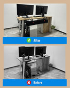 No Drill Cable Management Under Desk, 48" Cord Organizer for Table, Clamp/Screw Mount Cable Tray, Premium Black Fabric Desk Cord Management Tray for Office, Home (Extra Large (48 Inch))