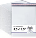 White 9.5x14.5 Inch Poly Bubble Mailers #4 | Self Seal Large Padded Envelopes | Air Cushioned Bubble Mailer | Usable Size 9.5x13 Inch | Waterproof Lightweight Mailing Shipping Bags | 100 Pack Bulk