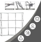 Custom Curved Pop Up Displays Trade Show Backdrop 7.5x7.5 FT Tension Fabric HD Banner Printing Banner Pop-up Display Stand Trade Show Booth Display for Business Corporate Wedding Mall