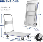 LEADALLWAY 48" L X 24" W Super Large Foldable Push Cart Aluminum Alloy Platform Cart with 4-Wheel 1000lbs