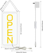 22.8"x 11.8" Ultra Bright 12V Neon Open Sign for Business, LED Open Neon Sign, Electric Light up Signs for Stores, Restaurants Offices Retail Shops Window (Yellow-White-Vertical)