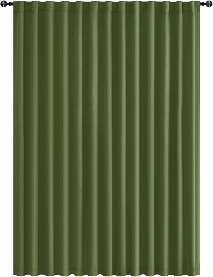 Hiasan Christmas Patio Sliding Door Privacy Room Divider Curtain Blackout Thermal Insulated Curtains with Back Tab & Rod Pocket for Glass Door, Bedroom Partition Office(100 x 96 Inches, Olive Green)