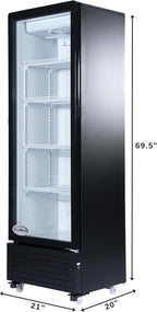 KoolMore 23 in. One Glass Door Commercial Display Merchandiser Refrigerator Cooler in Black, ETL Listed, 10 cu. ft. (KM-MDR-1GD-10C)