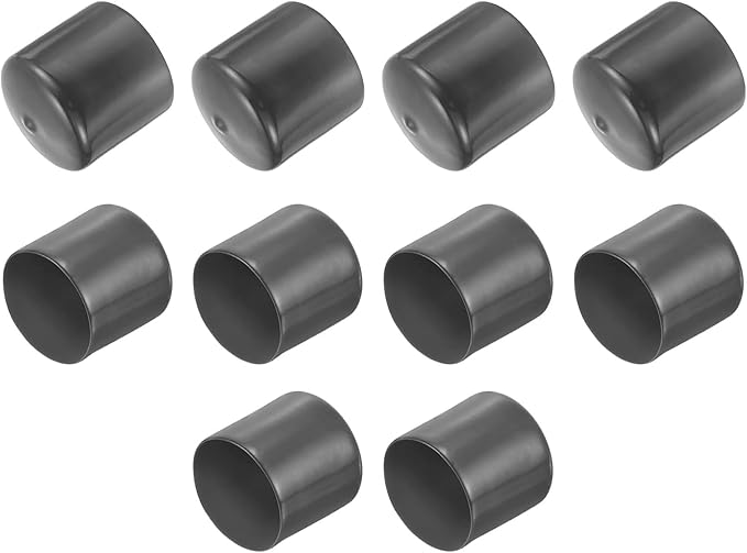 uxcell 10pcs Rubber End Caps 55mm(2 3/16") ID Vinyl Round End Cap Cover Screw Thread Protector Dark Grey