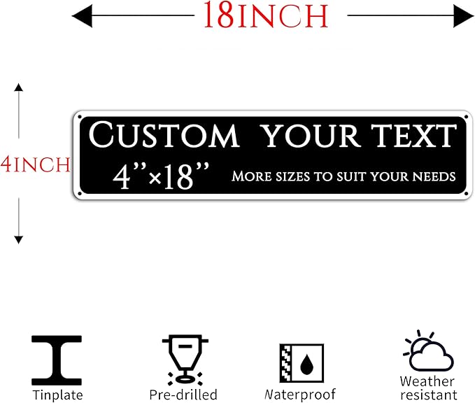 Custom Sign, Custom Indoor/Outdoor Decorative Sign，Aluminum Weatherproof Metal Sign Multiple Sizes, Ccustomized outdoor signs, Business, Workplace, office, Home, Delivery Signs(4 * 18 Inch)