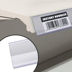 Shelf Label Strips, Pro Painter 25 Pack Self Adhesive 1.5”H Shelf Strip Price Tag Holder for Plastic, Metal and Wood Gondola Shelf, Clear Plastic Front/Clear Back Sign Holder for 48” Long Shelf