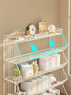 Commercial Metal Storage Rack with Wheels, 4-Tier Display Shelf for Retail Store, White (White, 23.6 x 13.7 x53.9inch)