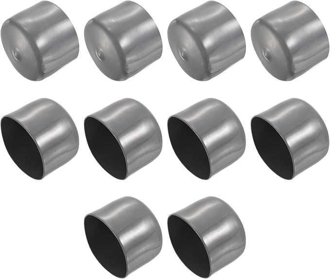 uxcell 10pcs Rubber End Caps 60mm(2 3/8") ID Vinyl Round End Cap Cover Screw Thread Protectors Dark Grey