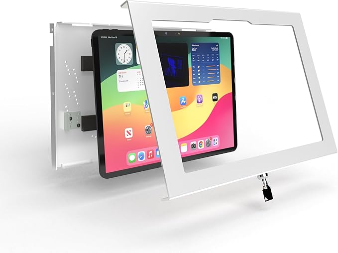 TABcare Locking Anti-Theft Metal Case for iPad Pro 13" M4 2024 M5 2025 for Kiosk, POS, Store, Show Display, Time Clock (White)