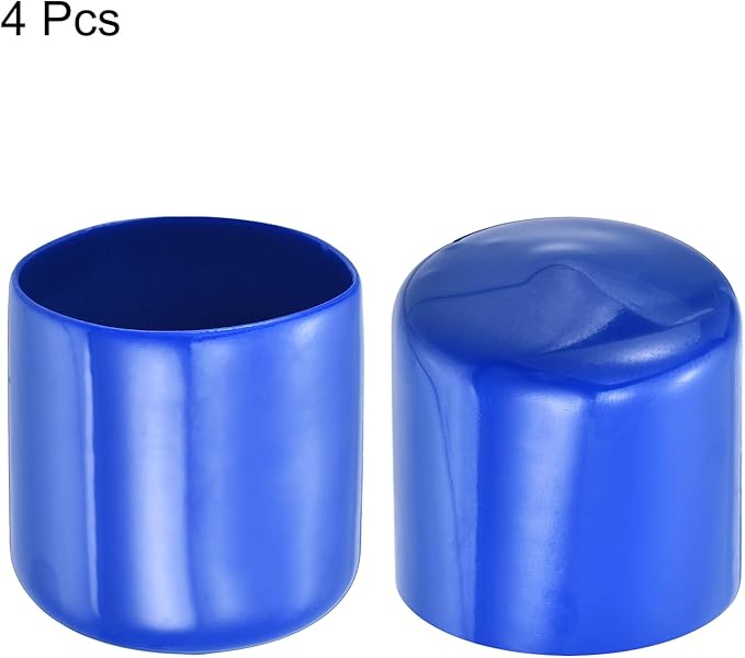 uxcell 4pcs Rubber End Caps 40mm(1 9/16") ID Vinyl Round Tube Bolt Cap Cover Screw Thread Protectors Blue, 40mm Height