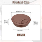 PATIKIL 3 Inch Desk Grommet, 4Pcs Cable Grommet Wire Management Cable Hole Cover Cord Organizer for Office Home Table Countertop, Brown