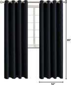 BGment Blackout Curtains for Living Room - Grommet Thermal Insulated Room Darkening Curtains for Bedroom, 2 Panels of 52 x 95 Inch, Black