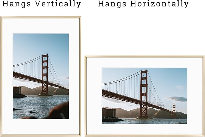 Frametory, 16x24 Metal Picture Frame with Mat for 12x18 Picture & Real Glass, Aluminum Photo Frame Collection (Gold, 2 Pack)