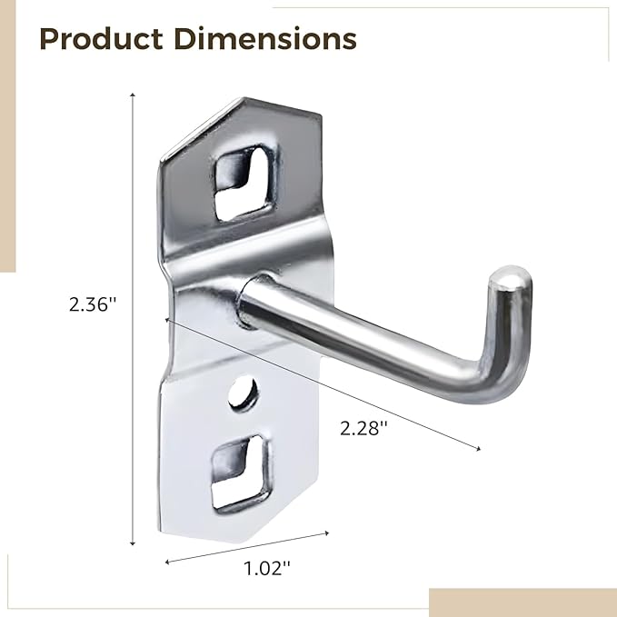 Pegboard Hooks 15 Pack, Square Hole Tool Storage Hangers, Metal Garage Organization Hooks, Heavy Duty Shelf Board Pegs for Workshop Wall Mount System