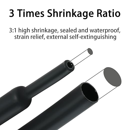 3:1 Ratio Heat Shrink Tubing Roll Adhesive Lined Industrial Marine Grade Dual Wall Heat Shrink Tube Waterproof and Sealed Black (1-1/2 inches(40 mm), 10 Feet)