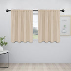 Easy-Going Rod Pocket Blackout Curtains for Bedroom, Room Darkening Window Curtains for Living Room, Thermal Insulated Noise Reduction Solid Window Drapes, 2 Panels(42x36 in, Beige)