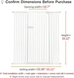 Lumizone Extra Tall Cat Gate 55.12" High Pressure Mounted Extra Wide 2025 New (17 Sizes) 1.37" Gap No Drilling Auto-Close One-Handed Operation Tall Pet Gate for Dogs(White, 55.12" H x 50.98"-55.11" W)