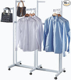 Floor Standing Metal Garment Rack - Heavy Retail Display Racks With Wheels, 6 Arms Clothing Rack, Square Tubing Portable Shirt Racks, Merchandise Display For Hanging Clothes (White)