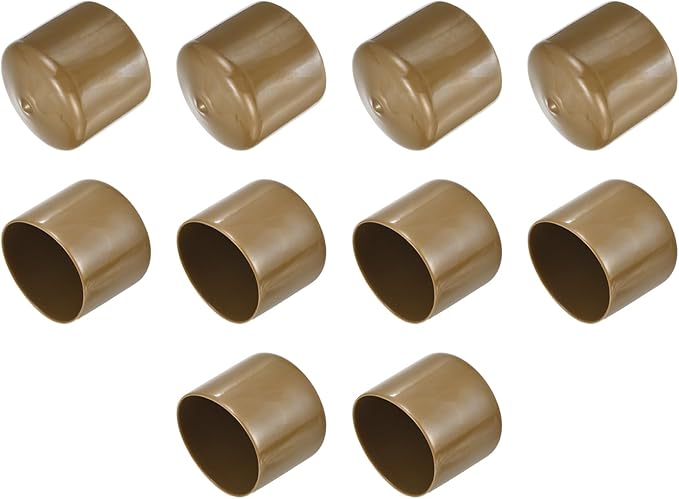 uxcell 10pcs Rubber End Caps 48mm(1 7/8") ID Vinyl Round End Cap Cover Screw Thread Protectors Light Brown