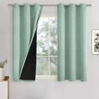 Short Blackout Curtains for Bedroom 54 Inch Length 2 Panels Set, Thermal Insulated Sun Blocking Soundproof Grommet Window Curtains with Thick Black Liner, Each 42 Inch Wide, Frosty Green