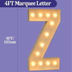 Marquee Letters 4 Feet Tall, 4FT Large Light up Letters Z, Big Sign Z with Warm White Light for Birthday Wedding Proposal Engagement Graduation Party Backdrop Decorations
