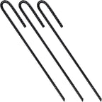 Rebar U/J Hook Extra Heavy Duty, 12 inch x 1/4 inch Rust Proof Coated Steel Ground Anchors for Garden, Tent, Trampoline (50pcs, J-Hook)