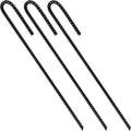 Rebar U/J Hook Extra Heavy Duty, 12 inch x 1/4 inch Rust Proof Coated Steel Ground Anchors for Garden, Tent, Trampoline (10pcs, J-Hook)