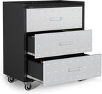 Tool Storage Cabinet, Rolling Tool Cabinet with 3 Drawers, Metal Storage Cabinet for Garage, Tool Room, Assembly Required(Black and Gray)