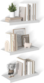 12 Inch Deep Floating Shelves for Wall 3 Pack Floating Shelfs Large Storage Space Wall Decor Display Shelf for Bathroom Living Room Bedroom Kitchen 23.8" W x 12" D x 1.2" H White