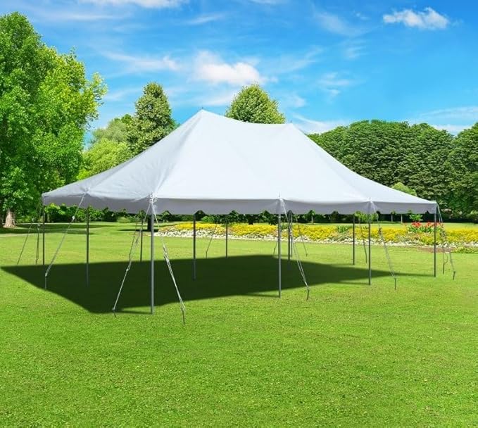 TentandTable 20' x 30' Premium Canopy Tent, White, Outdoor Pole Tent, 60-120 Person Capacity for Parties, Weddings, Events, Commercial and Residential Use, Large Heavy Duty Vinyl Canopy Tents